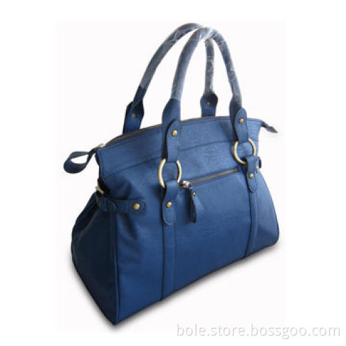 PU Handbag with Heavy Bronze Metal Accessories, OEM/ODM Orders are Welcome